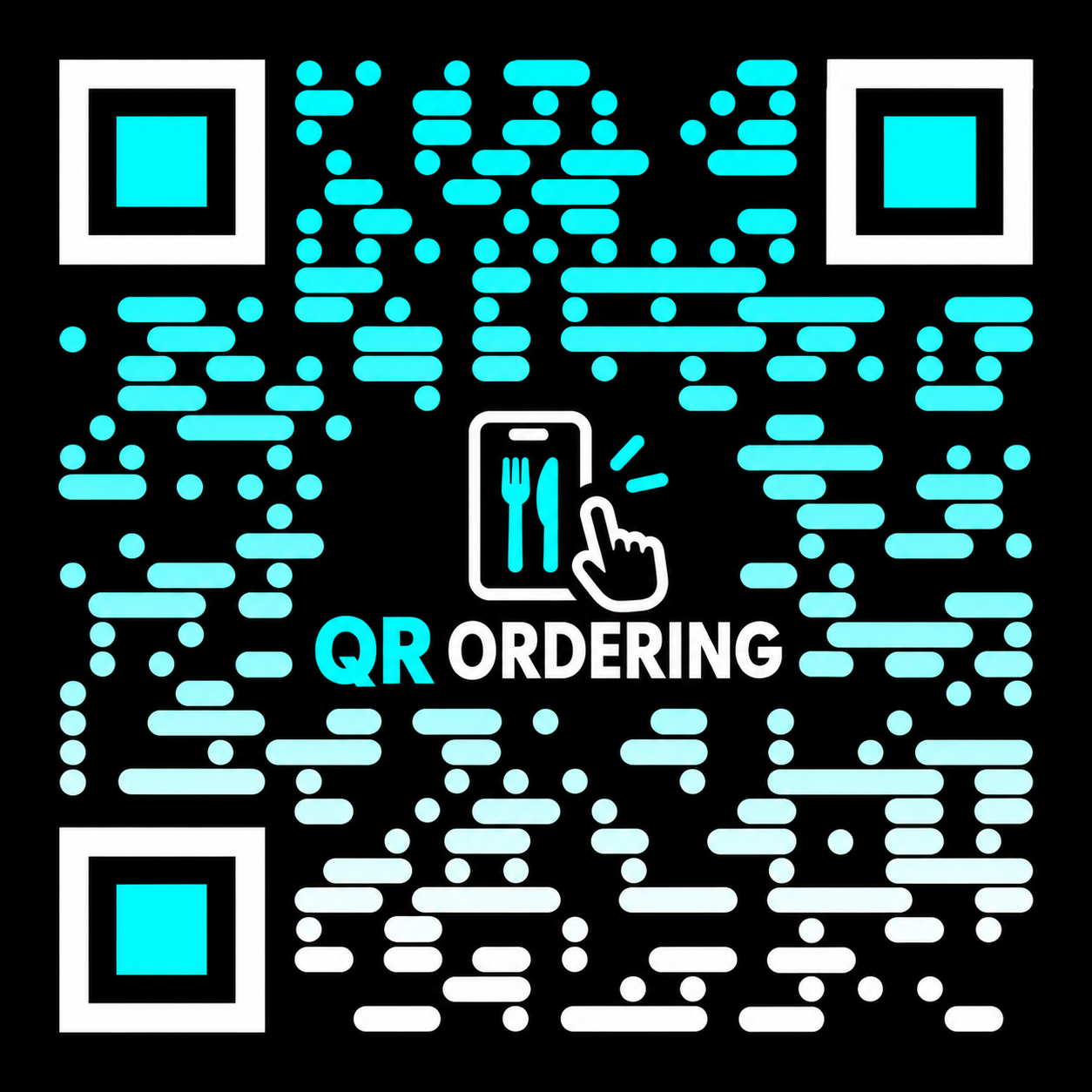 QR ordering with fork, knife, and phone icon
